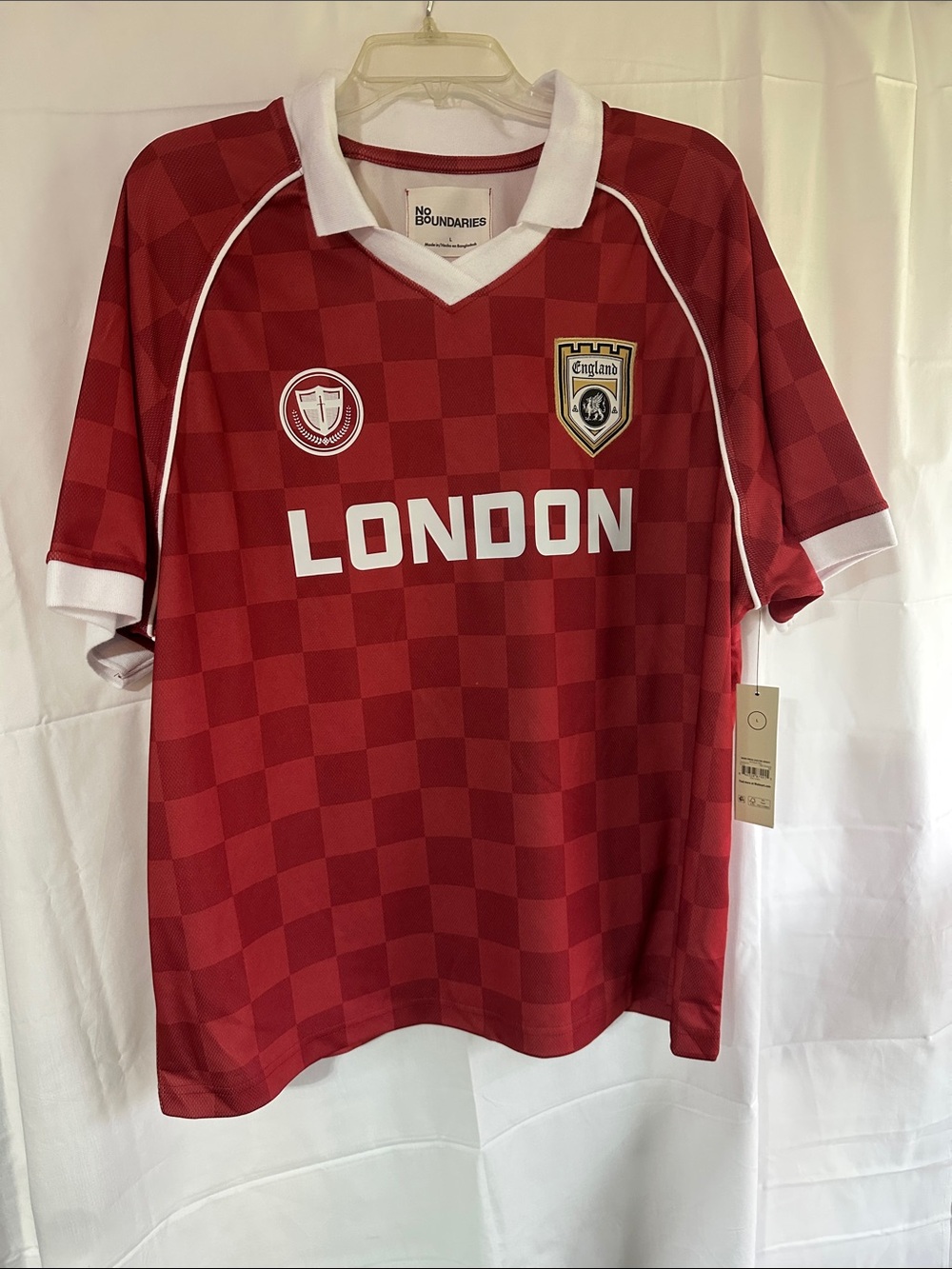 NOBO Red Checkerboard London Soccer Jersey with White Trim